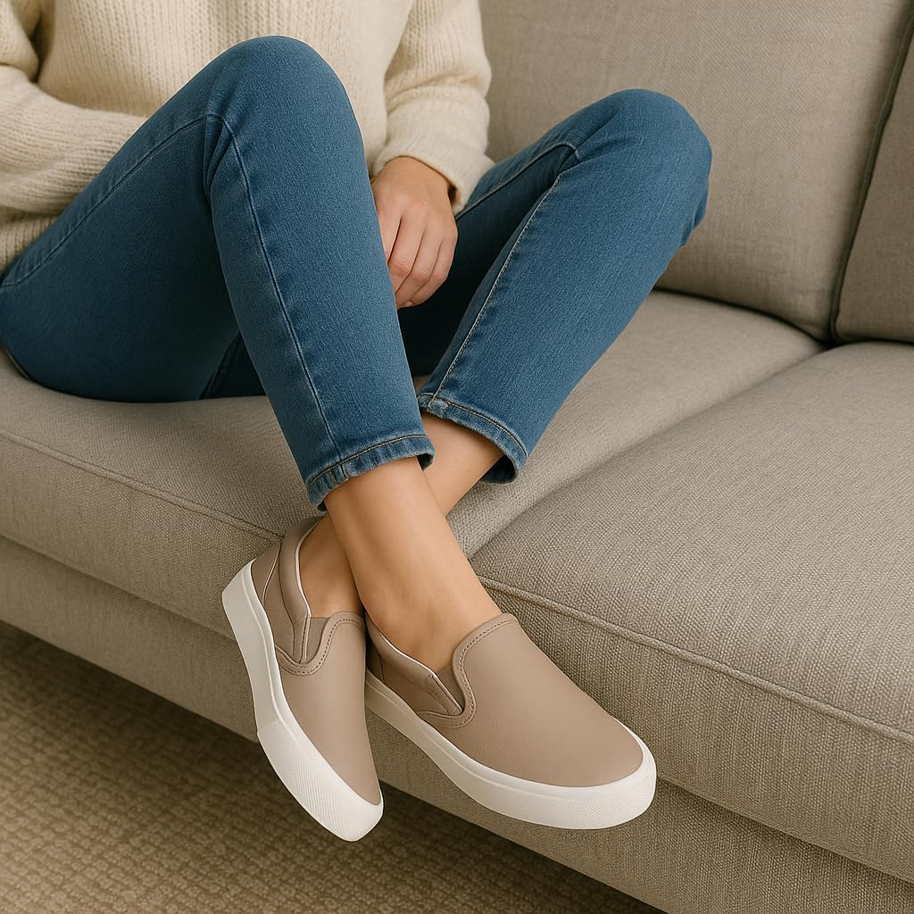 CUSHIONAIRE Ferris Fashion Slip On Sneakers for Women – Laceless Everyday Casual Womens Shoes with Cushioned Insole and Flexible Sole for Effortless Comfort and Style