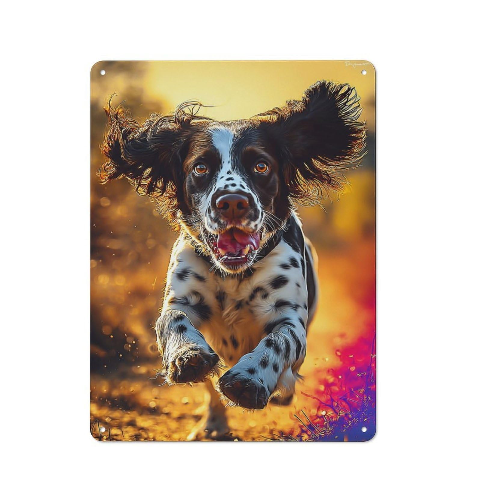 Junmoney Springer Spaniel In Motion -4 40X30cm Rustic Tin Sign With For Living Room Or Hallway, For Vintage Wall Decor Fans, For Themed Room Decoration