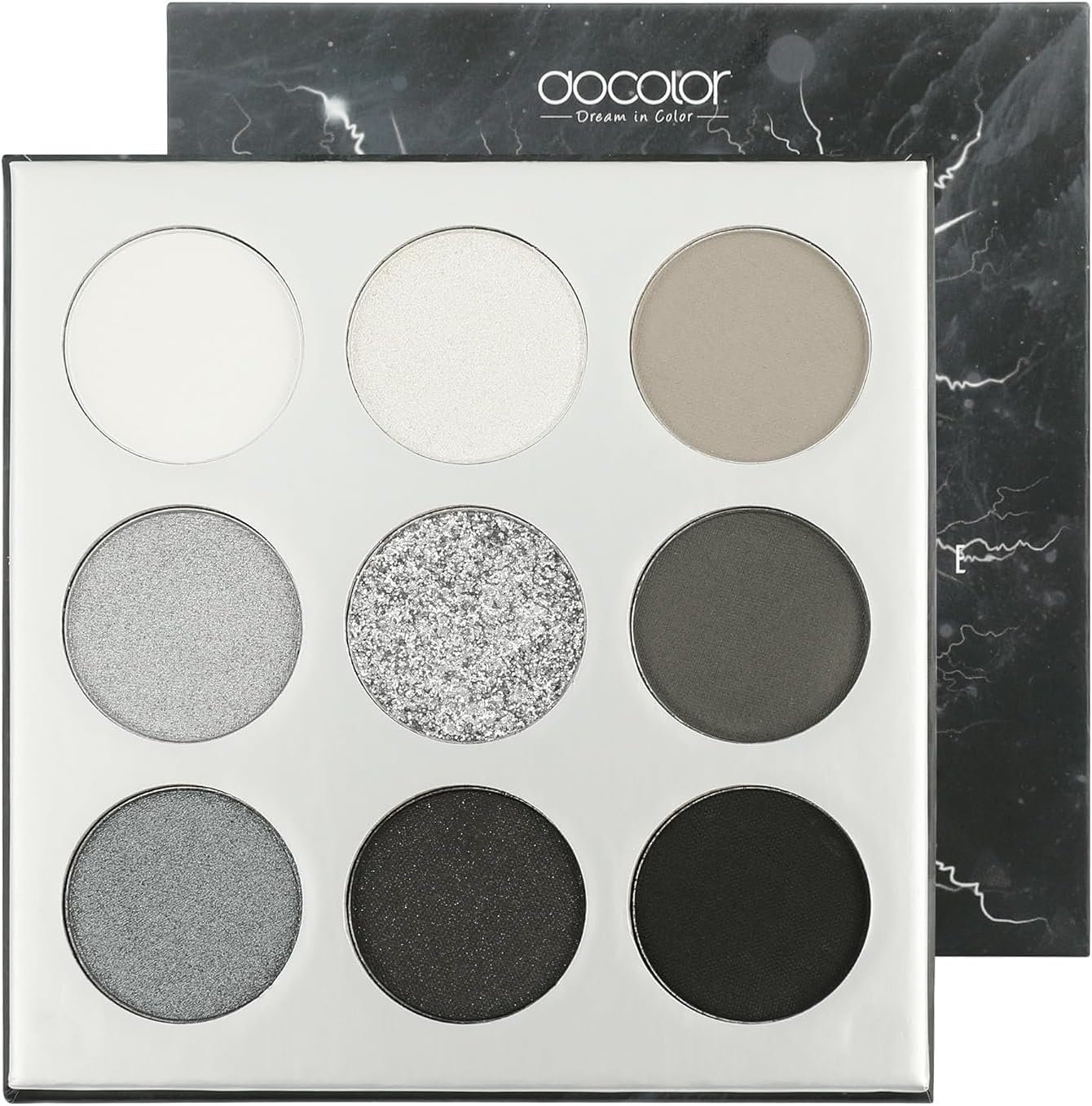 Docolor 9 Colours Black Eyeshadow Palette Shadow Palette Highly Pigmented Mattes Shimmers Naure Smokey Glitter Cream Colorful Powder Waterproof Makeup Palette-Space