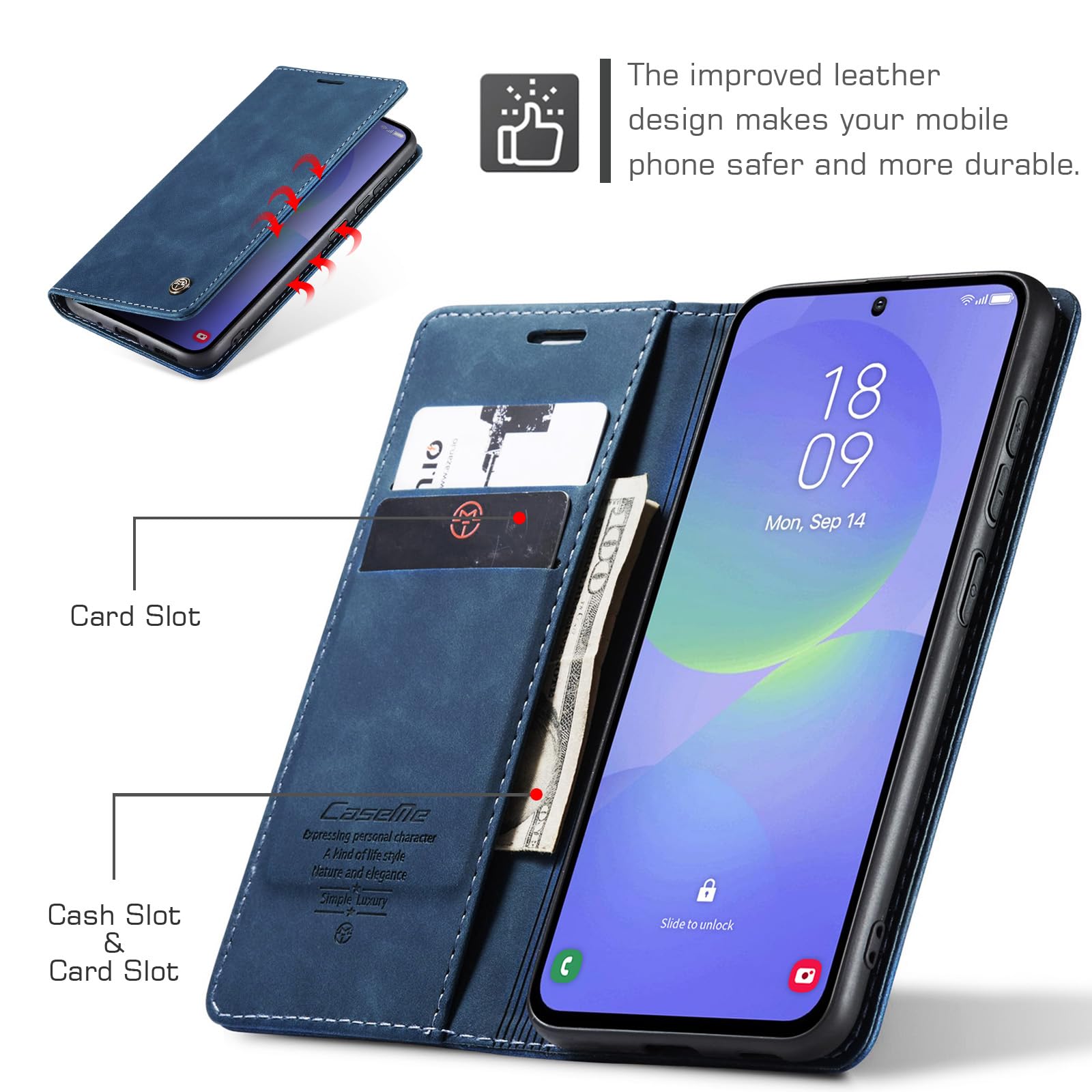 Custodia per Huawei P30 Lite, con pellicola protettiva in vetro temperato, in pelle PU, a portafoglio, con scomparto per carte di credito, magnetica, per Huawei P30 Lite/P30 Lite, colore: viola chiaro