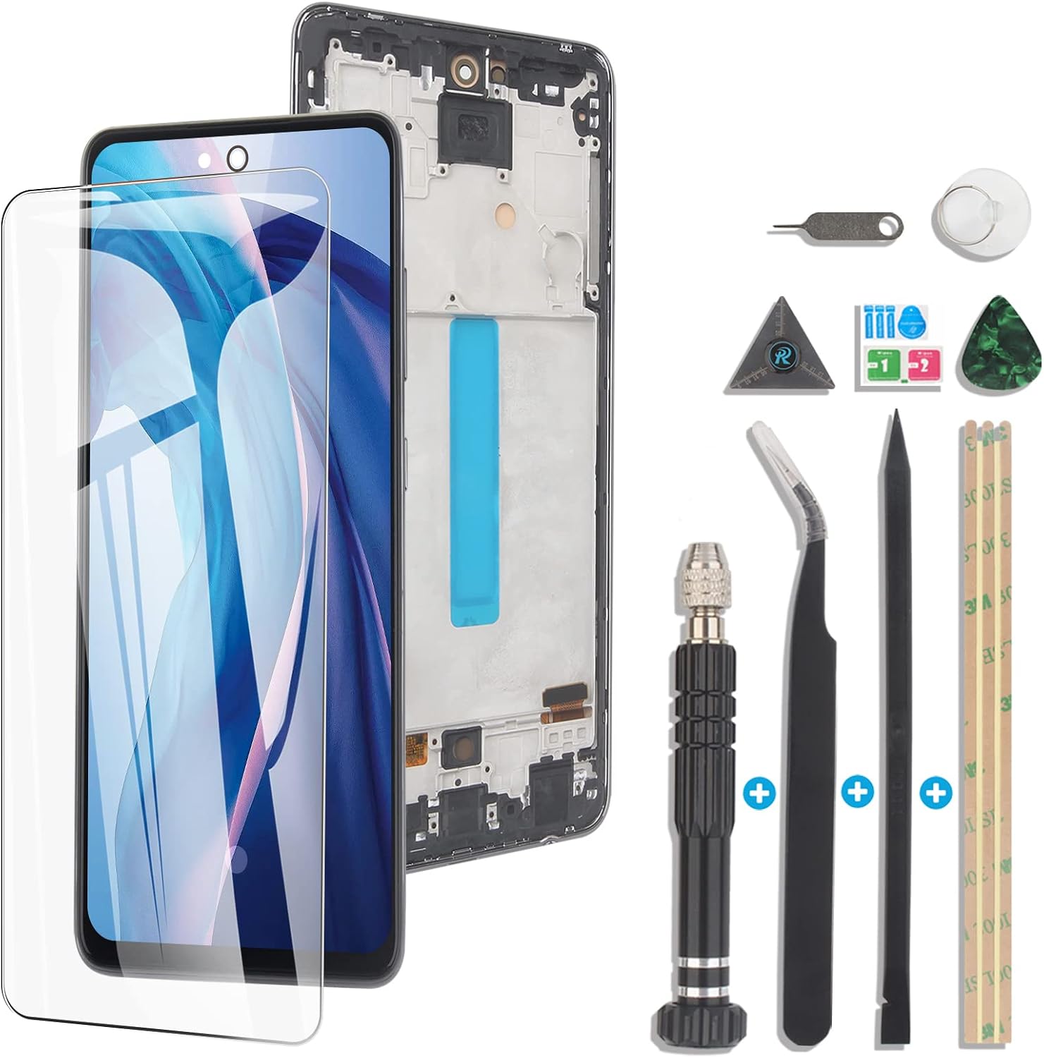RongZy AMOLED LCD for Samsung Galaxy A52 4G A525F LCD Display Touch Screen Digitizer Assembly for Galaxy A52 4G Replacement with ToolsNot for A52 5G,With Fingerprint Black with Frame