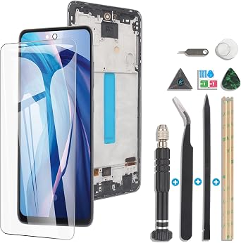 RongZy AMOLED LCD for Samsung Galaxy A52 4G A525F LCD Display Touch Screen Digitizer Assembly for Galaxy A52 4G Replacement with ToolsNot for A52 5G,With Fingerprint Black with Frame