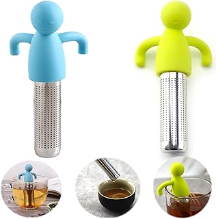 2 pcs Infuseur à thé tisane en vrac Infuseur à thé silicone Passoire à thé acier inoxydable 304 pour filtrer ou faire tremper le thé,plupart des tasses et bols à thé,du thé en vrac et épices