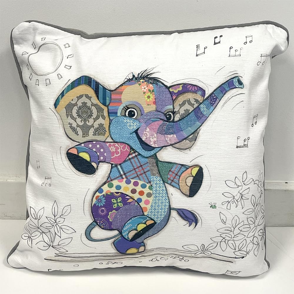 Lesser & Pavey Elly Elephant Cushions For Bedroom Or Living Room Décor | Cute Animal-Themed Cushion Covers For Sofa, Bed, Or Chair Use | Decorative Throw Pillow For Kids