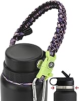 Vista 27 de Asa de cuerda de paracaídas para botellas Hydroflask 2.0 de boca ancha y estándar, con nuevo soporte de anillo de seguridad, 12oz - 64oz Negro