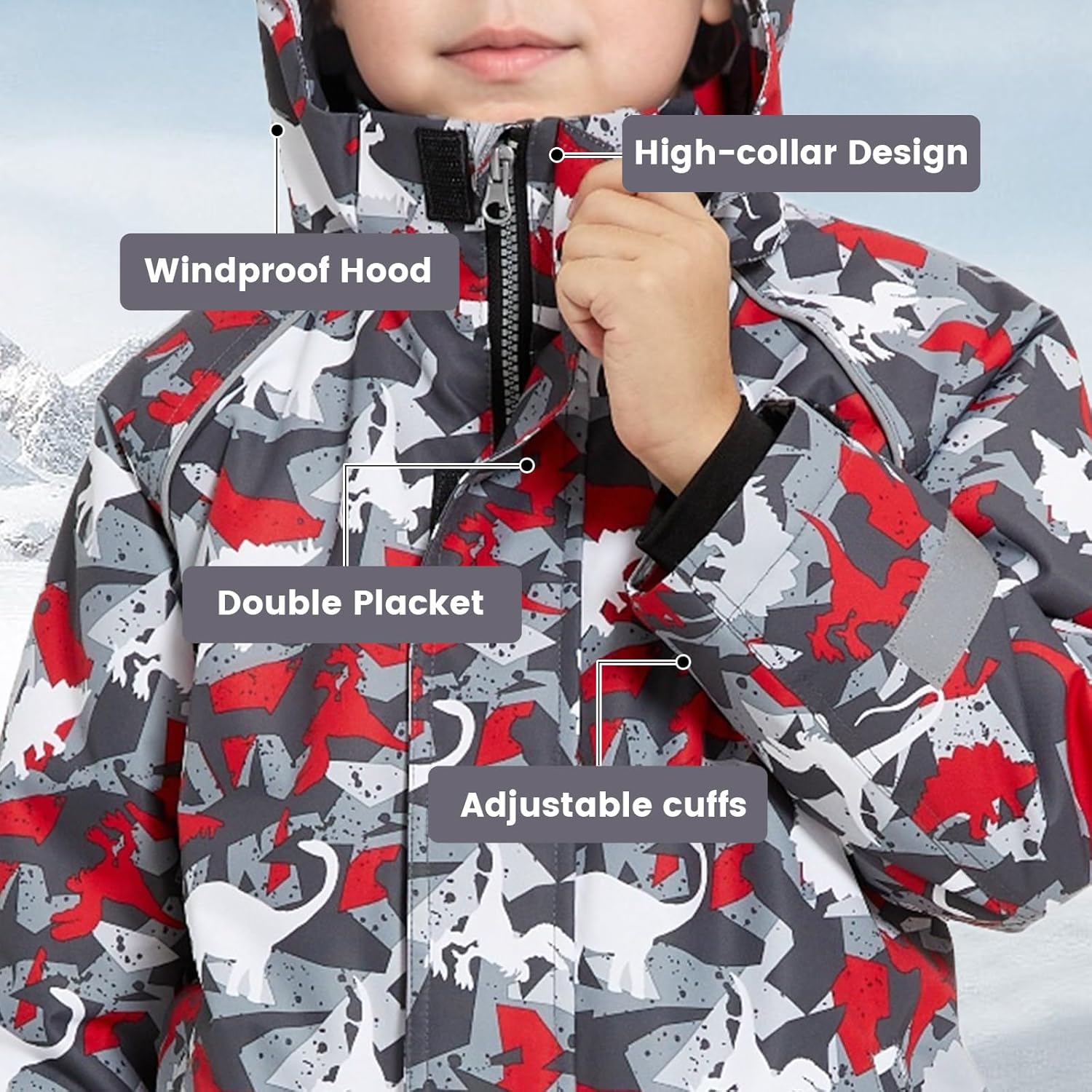 Gogokids Kids Snowsuit One Piece Ski Suit for Boys Girls 3-9 Years, Toddler Waterproof Winter Snow Suits Overalls