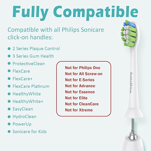 Miniatura 4 de Cabezales de repuesto para cepillos de dientes Philips Sonicare, cabezal de cepillo de repuesto compatible con C1 C2, 4100 5100 y más manijas a