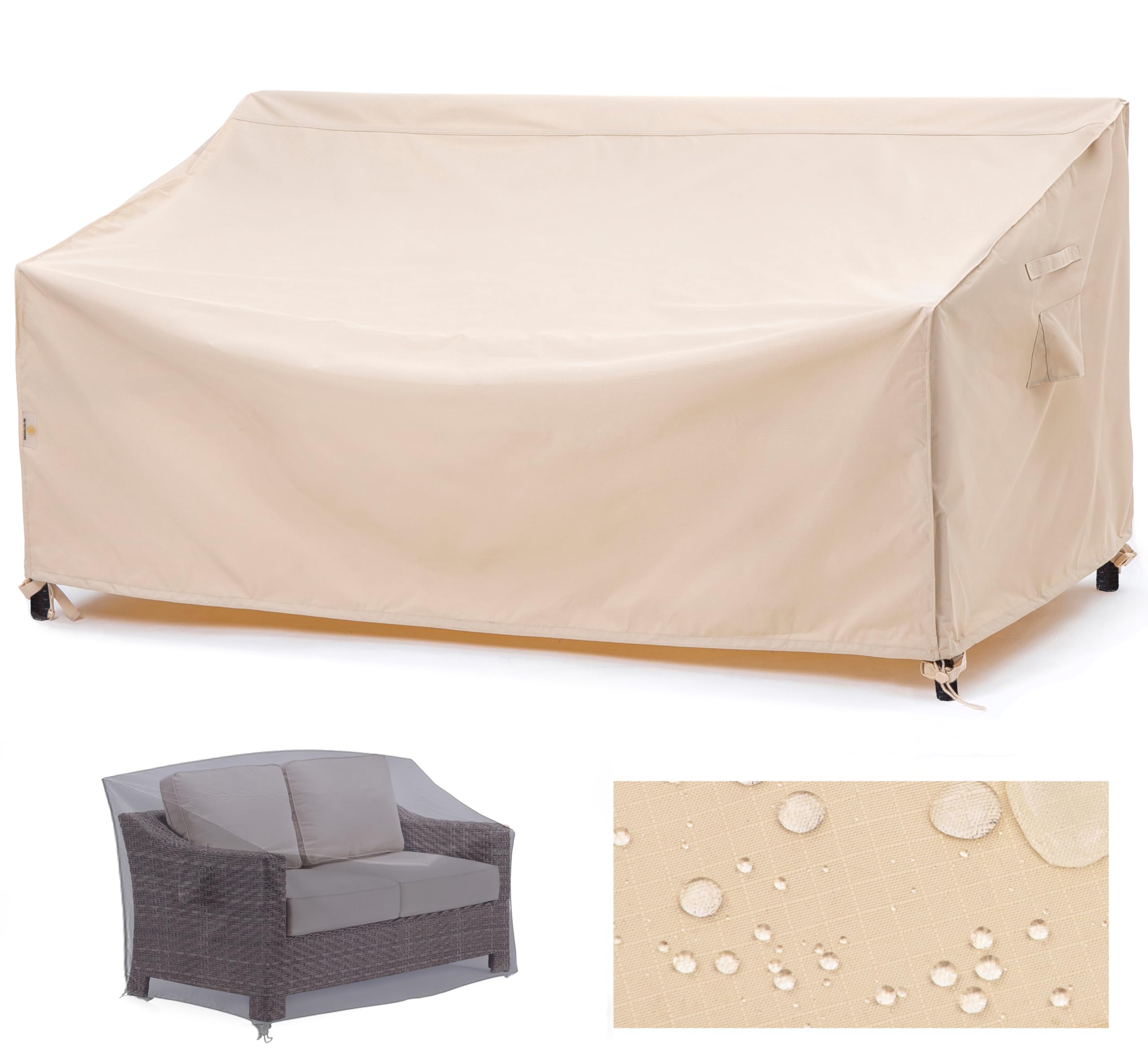 F&J Outdoors Beige Garden Sofa Cover Waterproof 234X107x66/107Cm Patio Outdoor Furniture Garden Bench Covers 3-4 Seater High Density Chair Cover Weatherproof Dustproof Protective Cover