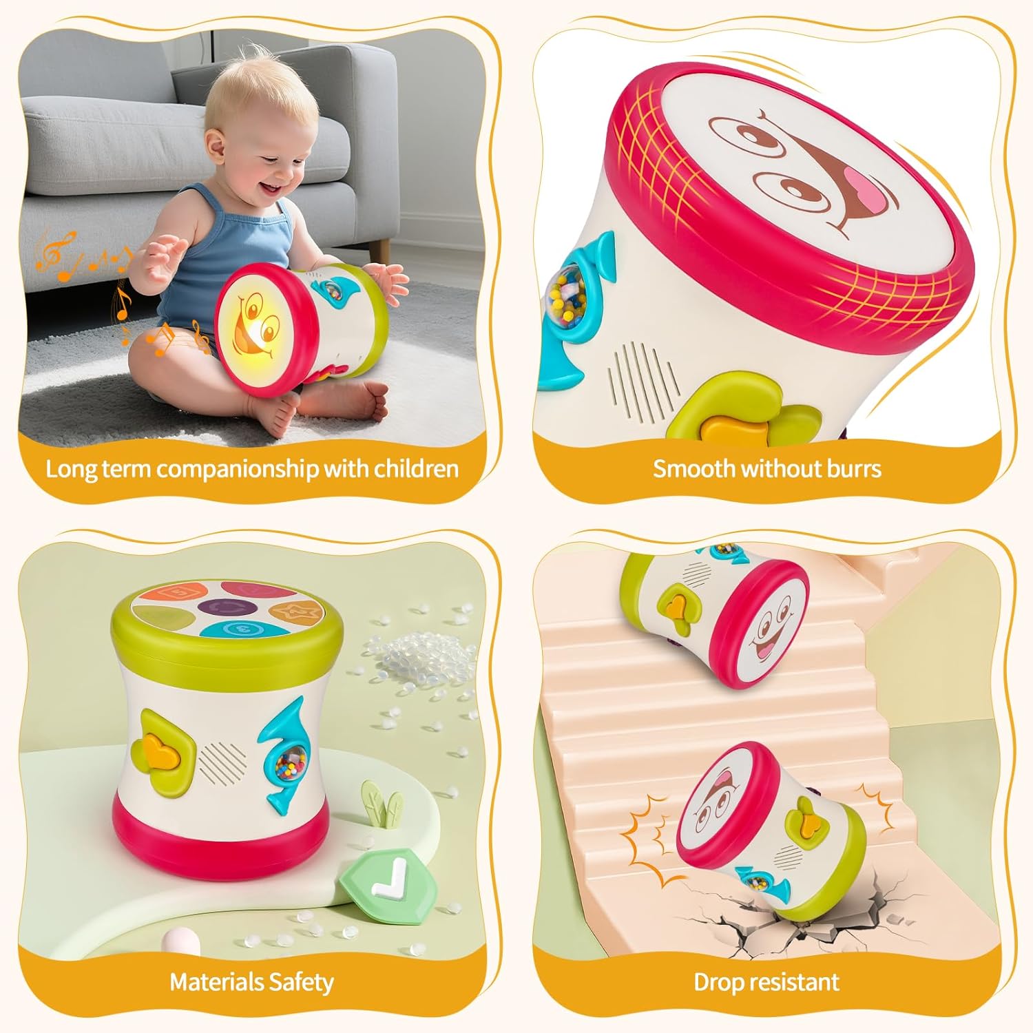 5 in 1 Baby Toy 0-6 Months Musical Early Learning Toy Drum for 1 Year Old with Light Toddler Sensory Toy for 1 2 Year Old Boy Girl Gifts