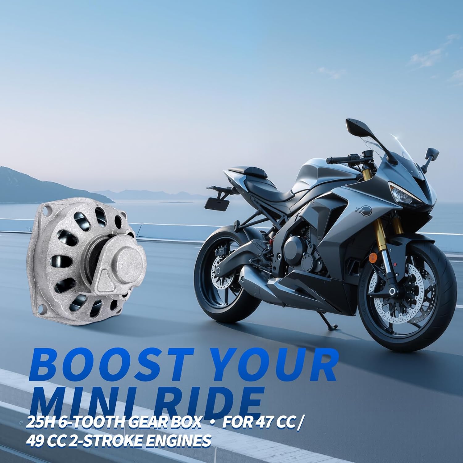 6 Tooth Clutch Drum Gear Box Mini 25H Clutch Drum Gear Box Accessories for 47cc 49cc 2 Stroke Pocket Bikes Mini Motorcycle