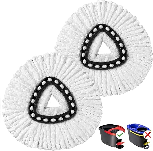 HOMEXCEL Cabezales de repuesto para trapeador compatibles con O-Cedar EasyWring Spin Mops, paquete de 2 recambios de cabezal giratorio de microfibra