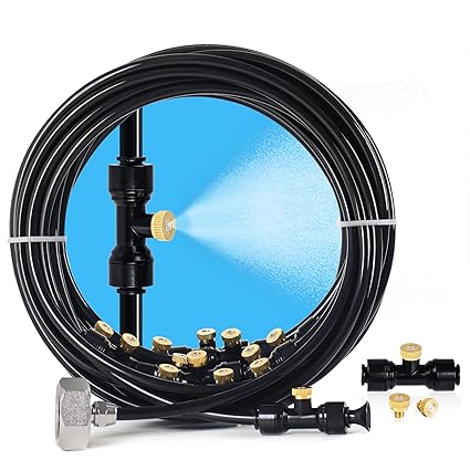 Misters for Outside Patio, 59 FT Misting Cooling System for Patio, 59FT (18 M) Misting Line+20 Mist Nozzles+3/4