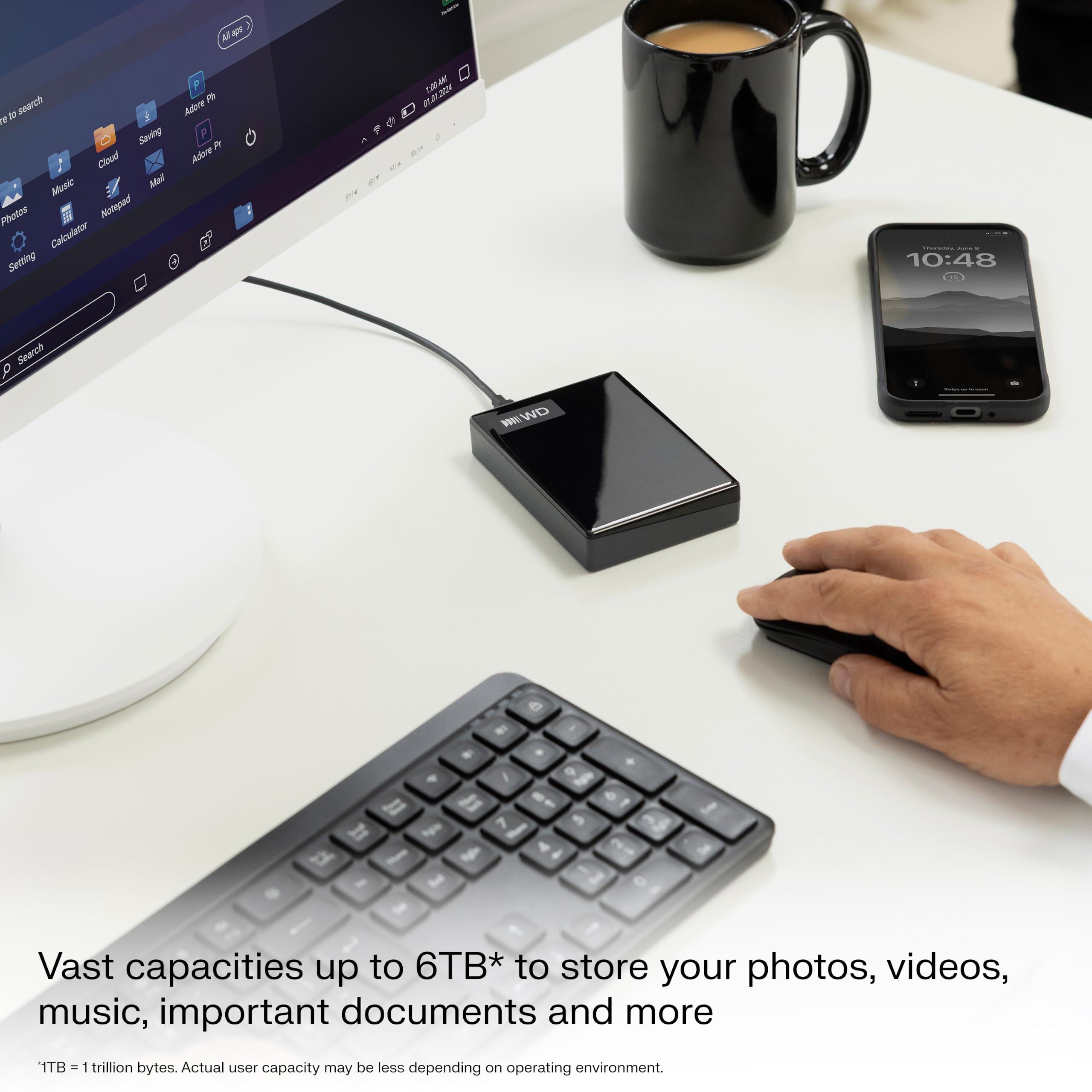 WD 4 TB My Passport Hard disk portatile con software di backup, Nero