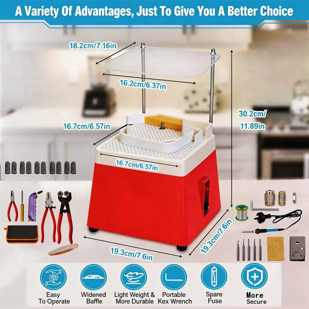 Smerigliatrice per Vetro Portatile,220V,con Funzione di Aspirazione,Protezione Trasparente,5 Testine Smerigliatrici Intercambiabili Accessori universali,design a doppio strato,per Vetro e Ceramica