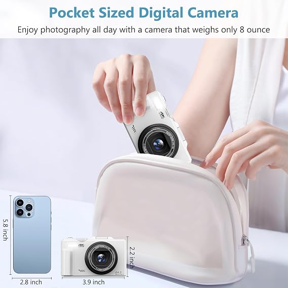 4K Digital Camera for Photography, 64MP Vlogging Camera for YouTube with 3