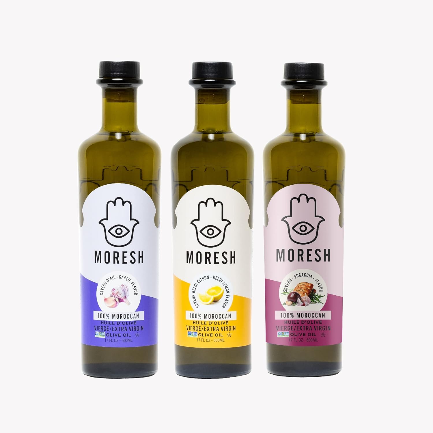 Moresh Flavorful Trio Gift Set, Polyphenol Rich Olive Oil, First Cold