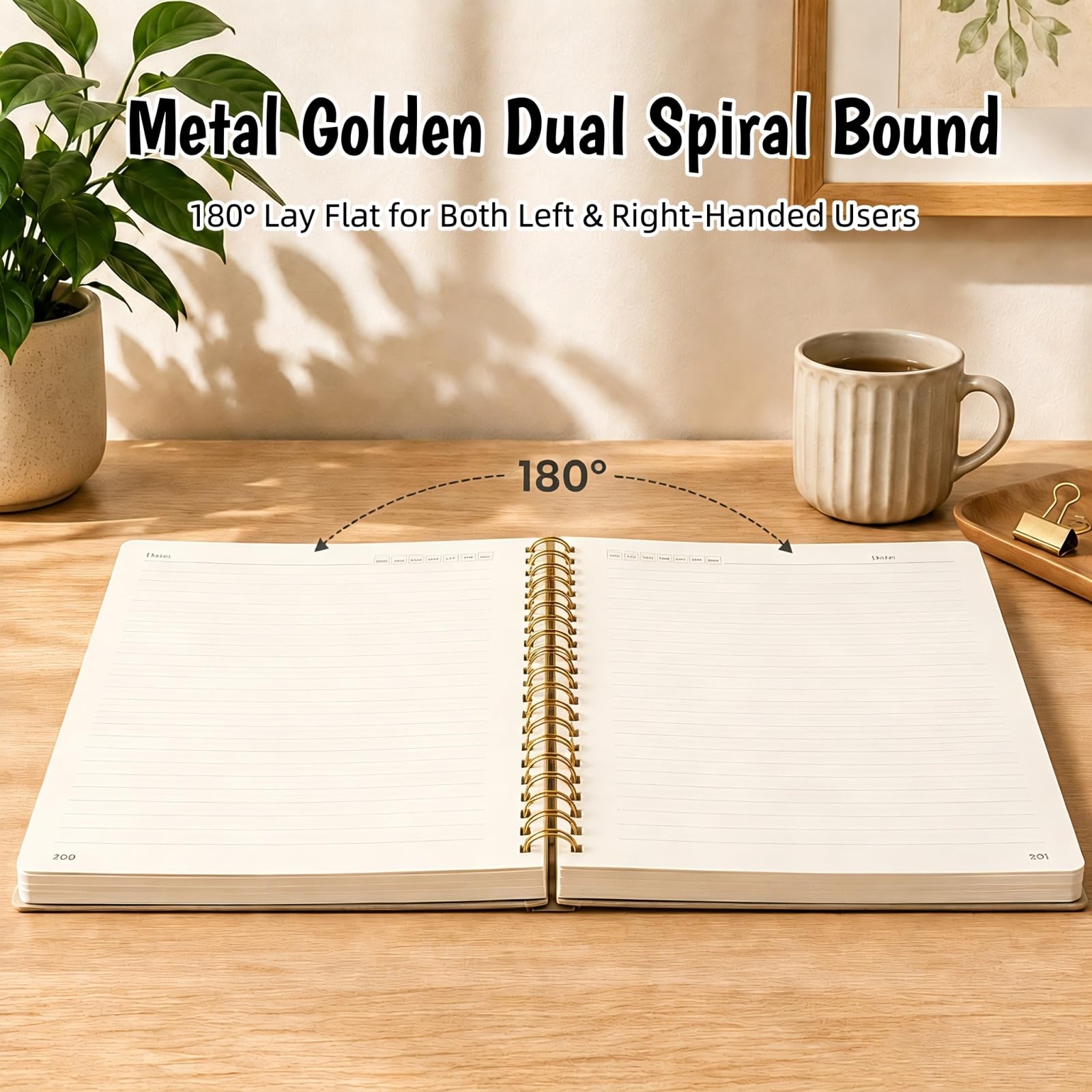 Taccuino a righe universitario, quaderno a spirale 21,6 x 27,9 cm, 300 pagine numerate, diario per donne e uomini, grande taccuino per scuola e ufficio, quaderni per lavoro, carta spessa, linguette