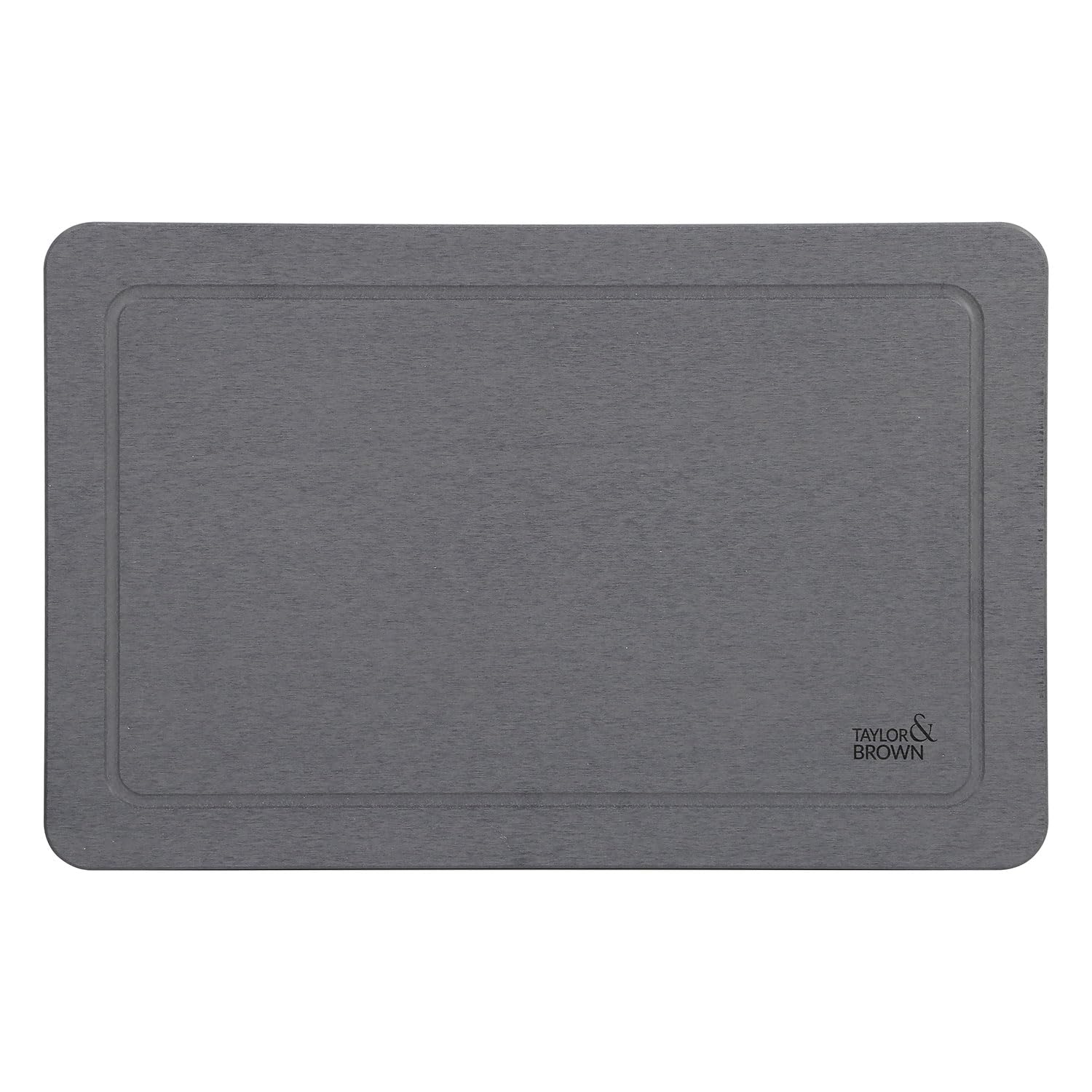 Taylor & Brown Stone Bath Mat Diatomaceous Earth Bathroom Shower Non-Slip Super Absorbent Quick Dry Floor Kitchen Anti Mould Antibacterial Natural Easy to Clean 60x39cm, Border, Dark Grey