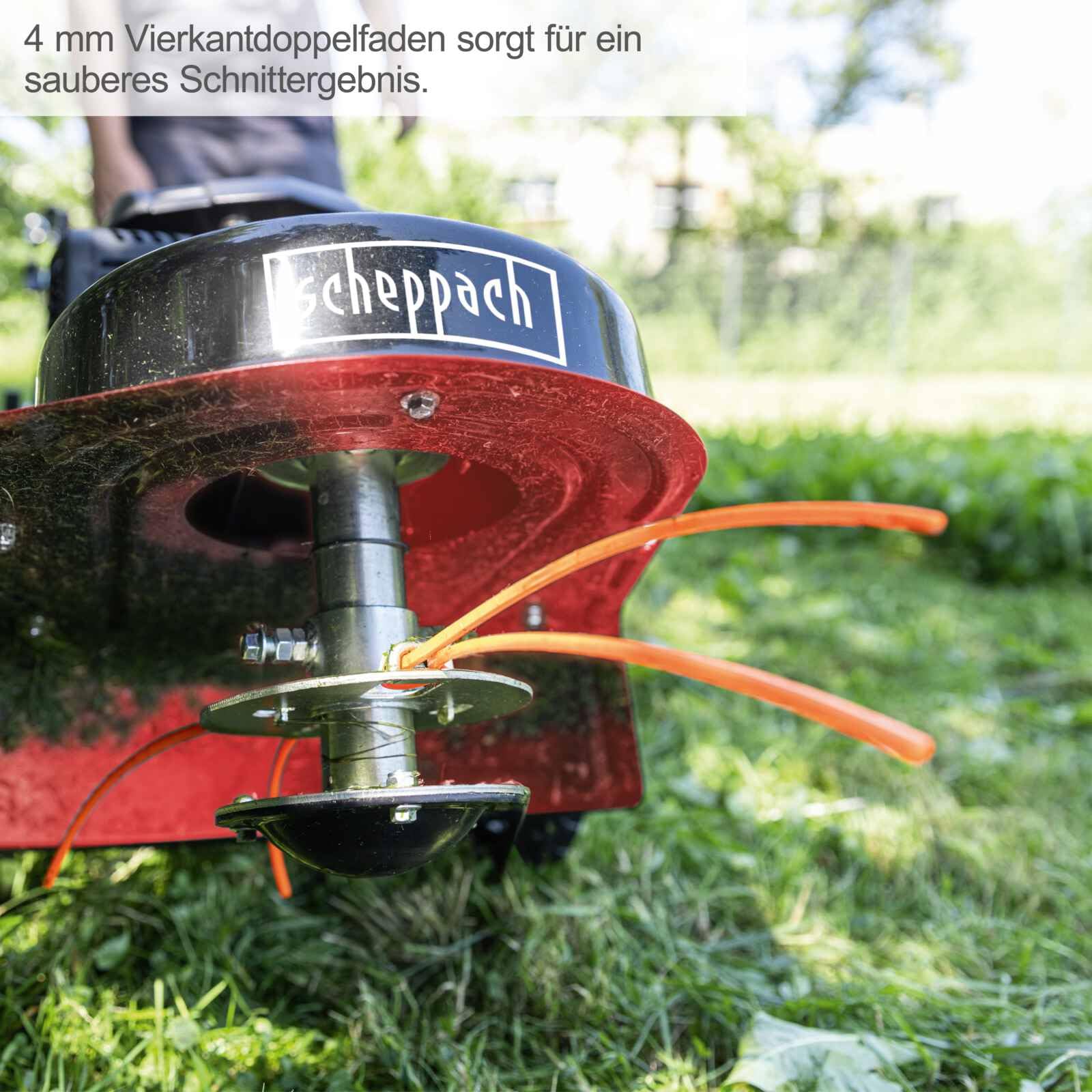 Scheppach HMP161-56 Benzin Wiesenmäher Hochgrasmäher 800 m2/h | 56 cm Schnittbreite | 4,1PS / 3kW | Höhenverstellung 40–95mm | Seilzugstarter | Motorsense Rasentrimmer Rasenmäher inkl. 10x Ersatzfäden
