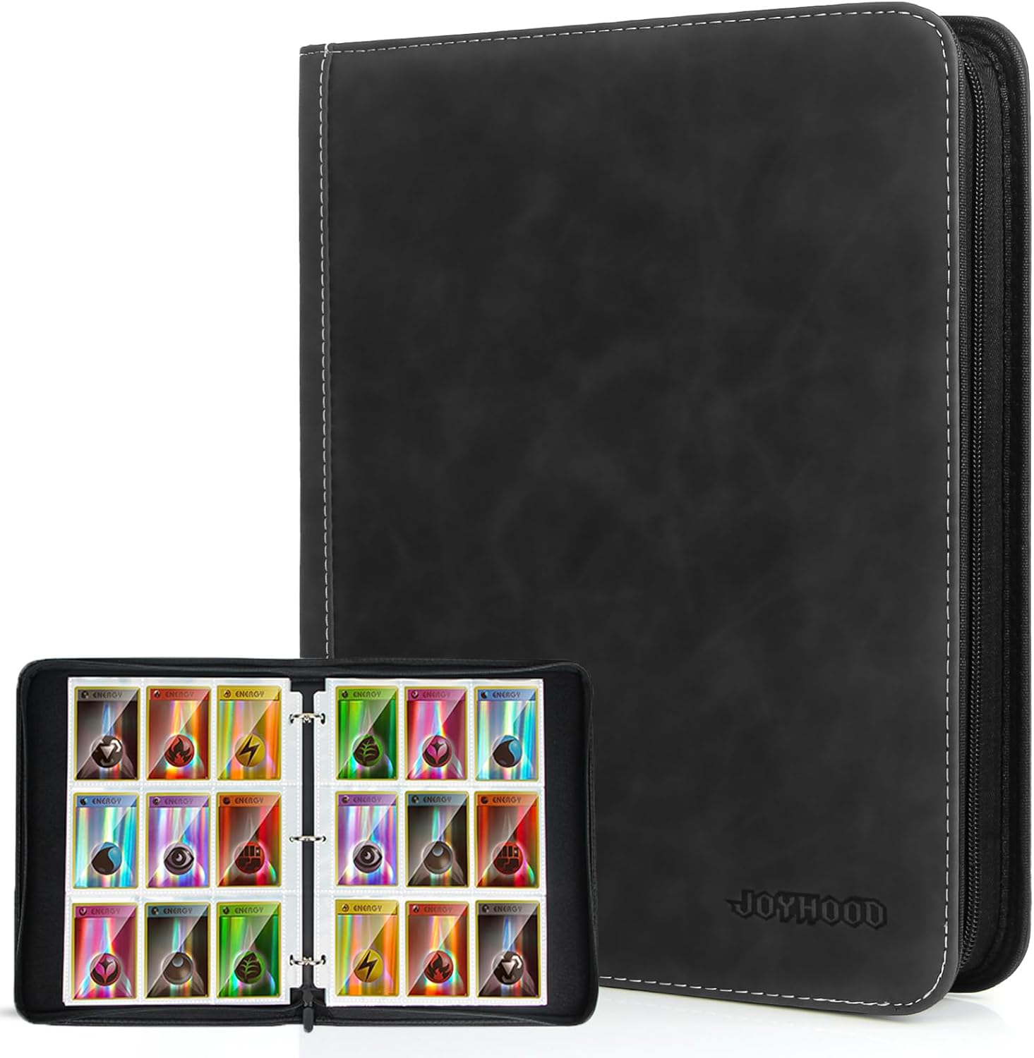 Trading Card Binder, Sport Card Collection Binder compatible with TCG/PM/MTG/OPCG/YGO Cards, Card Album Holder Hold Up to 900 Cards (Black, 9 Pockets)