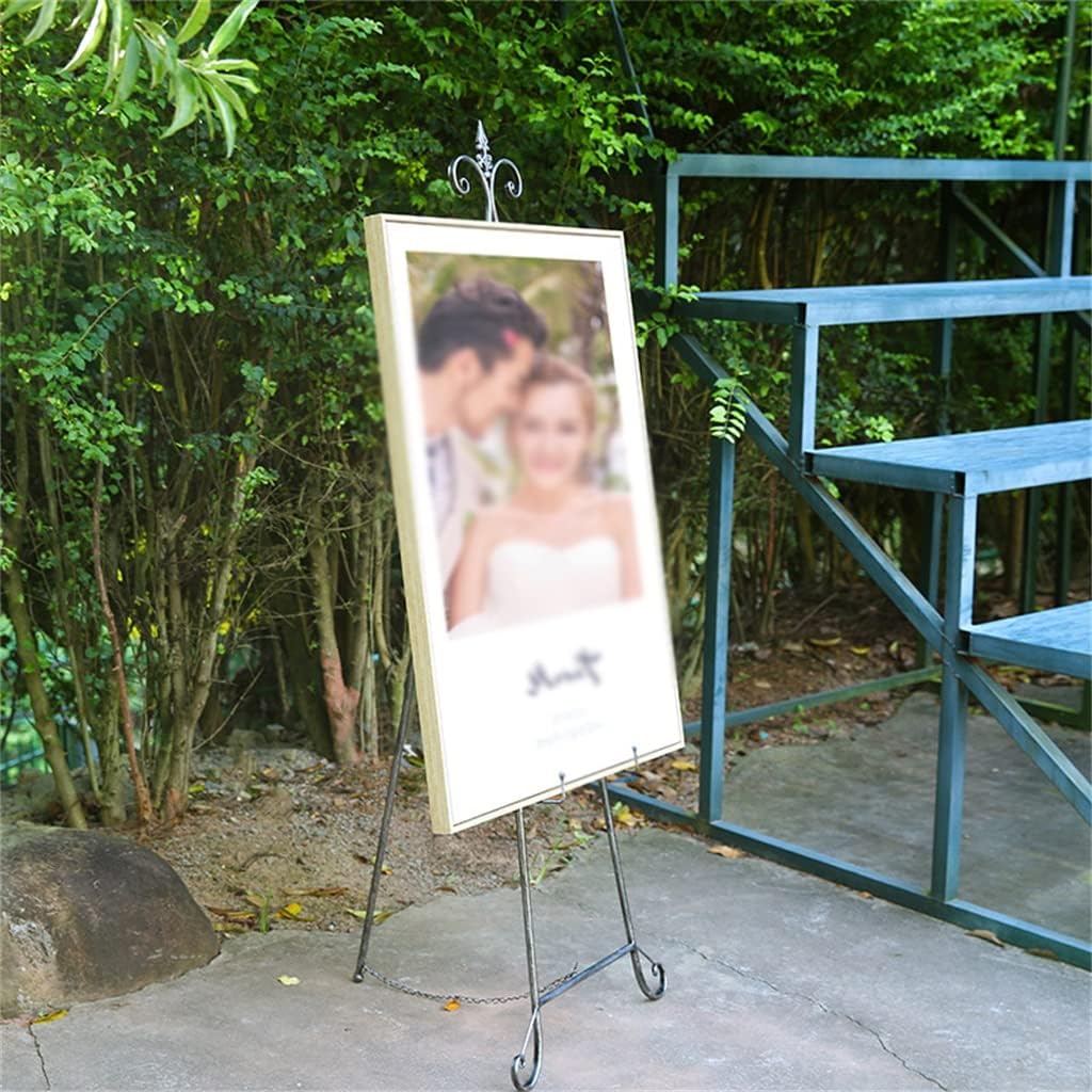 Display Stand Iron Painting Stand Photo Frame Floor Stand Poster Stand Photo Bracket Wedding Welcome Stand(Black)