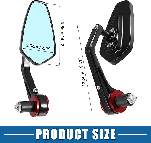 Miniatura 4 de Espejo retrovisor lateral para motocicleta, antideslumbrante, para manillar de motocicleta, lente azul, rojo, 1 par