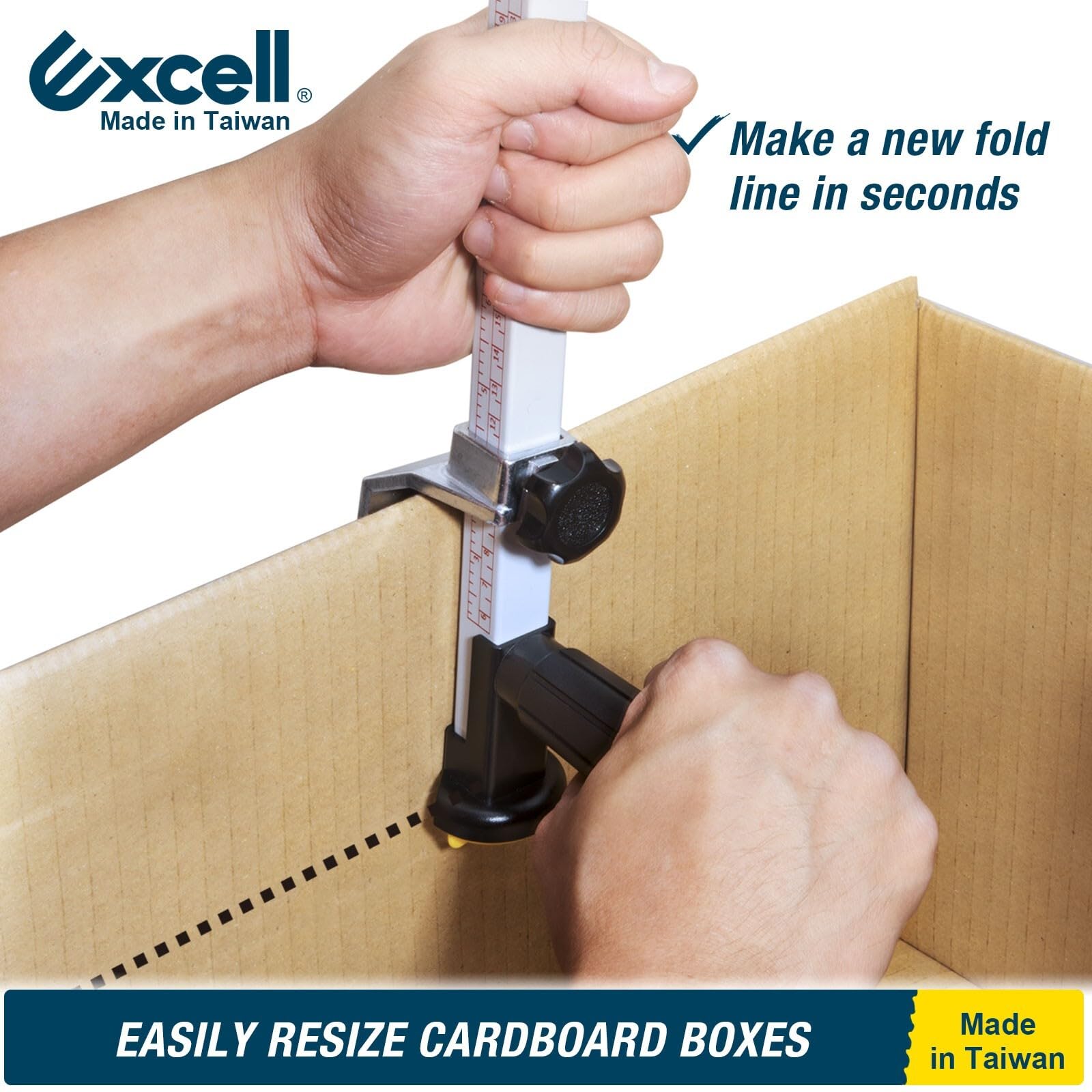 Excell Réducteur de Boîte en Carton avec Couvercle de Lame de Sécurité Outil de Redimensionnement Manuel pour Expédition et Logistique Hauteur Ajustable de 65mm à 305mm