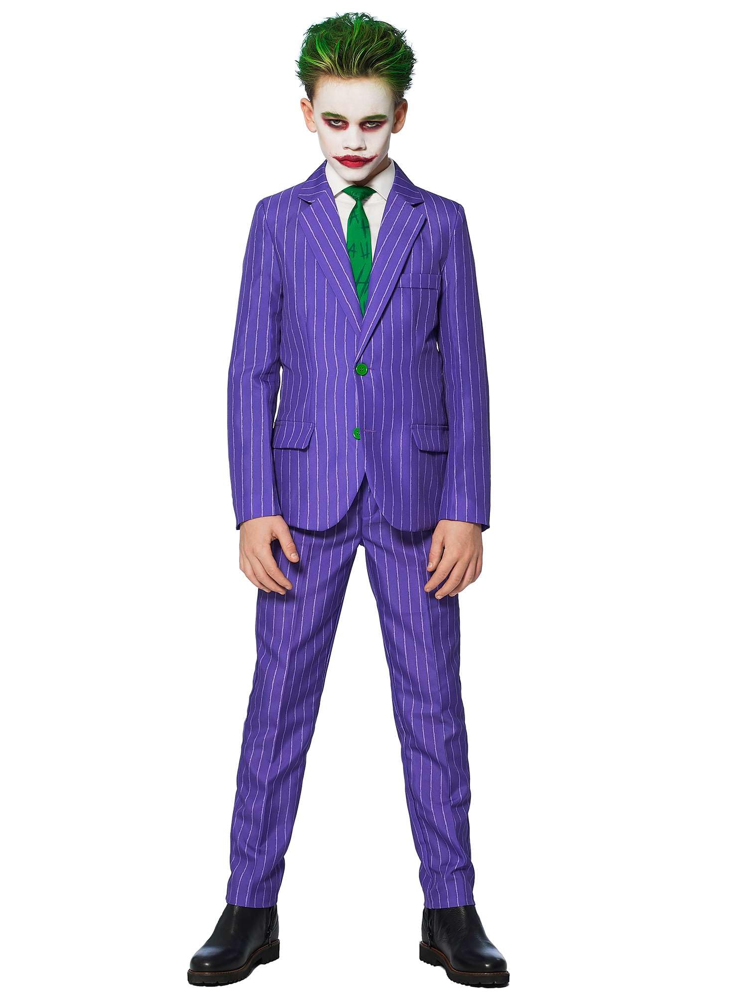 Suitmeister Boys The Joker Suit - The Joker Dc Character For Halloween Suit - Purple With Green Tie