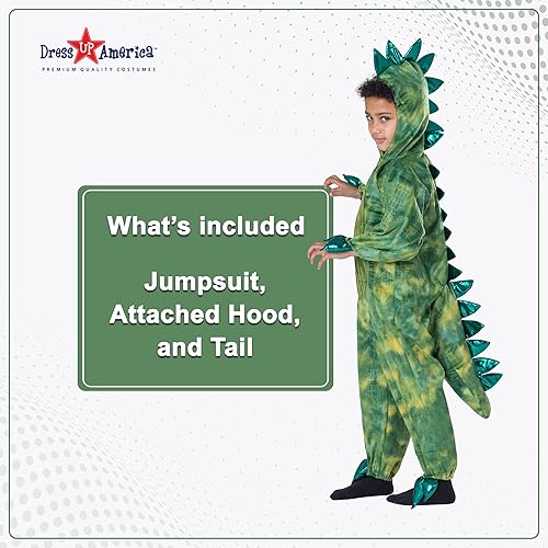 Miniatura 2 de Dress Up America Disfraz de T-Rex para niños, disfraz de dinosaurio para niños y niñas, overol de dinosaurio verde