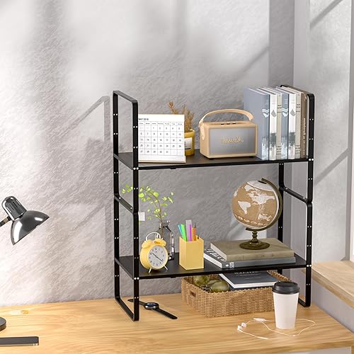 Miniatura 8 de iPEGTOP Organizador de estante de almacenamiento de gabinete expandible, estante de especias de metal de acero resistente, altura ajustable, estante