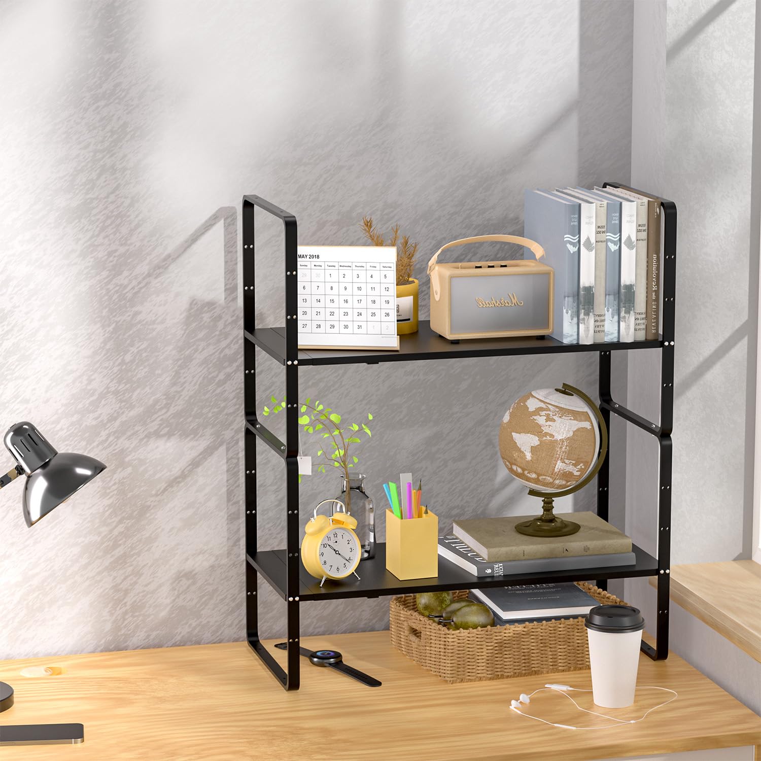 Erweiterbarer Schrankregal Küchenregal Organizer, stapelbarer Metall Gewürzregal Regaleinsatz Schrank-Organizer Regal, Küche Aufbewahrung Lagerregal für Zuhause, Speisekammer, Schwarz