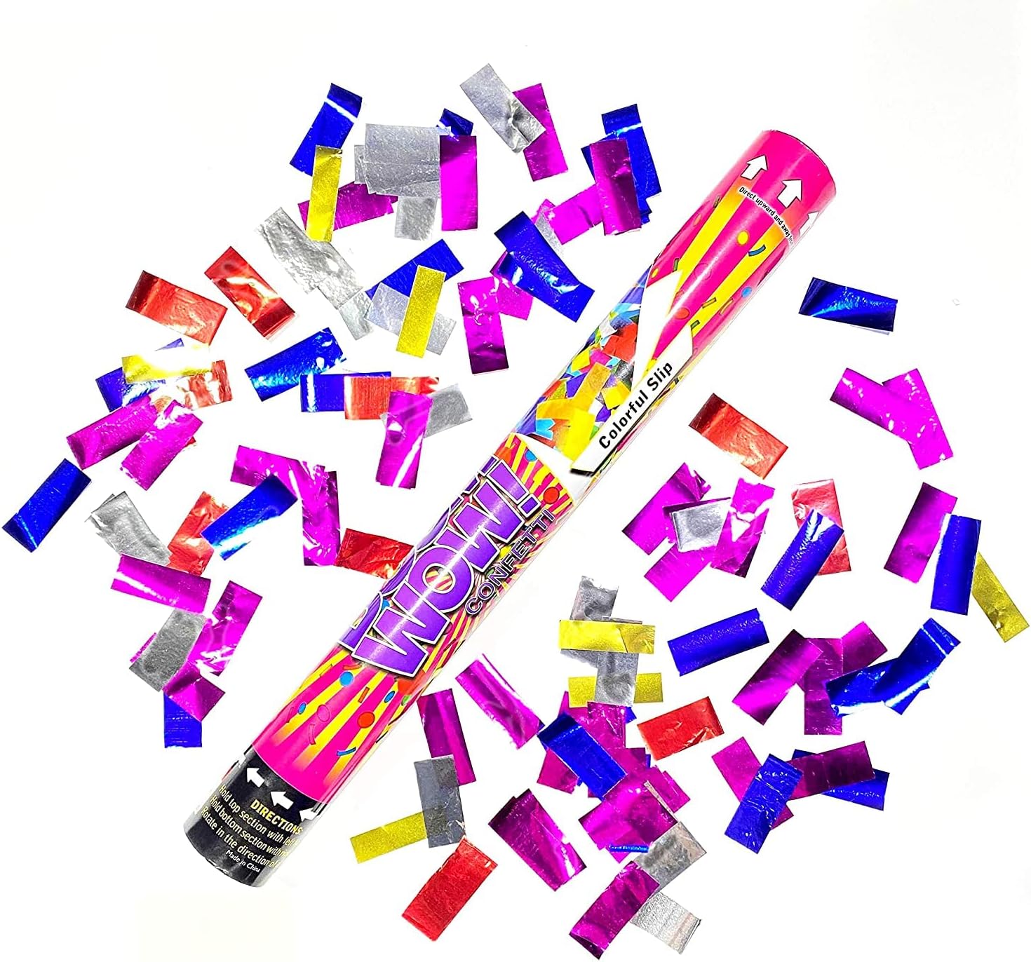 BoomwowConfetti Twist & Shoot Popper for Parties, New Year Eve, Festivals, Weddings, Birthdays and all Celebrations, Compressed Air, 100% Safe (45 cm, Multicolor Metallic)