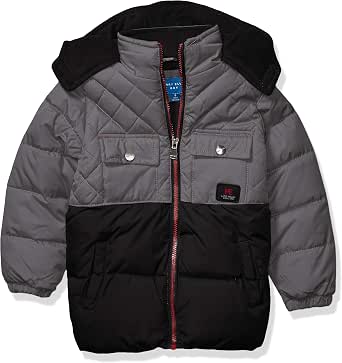 Perry Ellis Boys Colorblock Puffer Jacket – Quilted Hooded Winter Coat - View #11