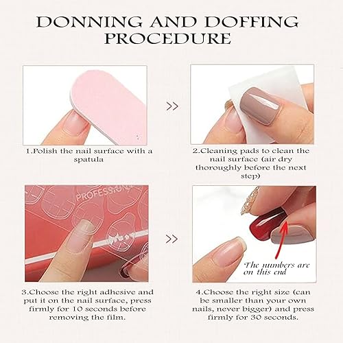 Miniatura 5 de ACDJ-08212 - Juego de 24 uñas a presión de longitud media, 12 tamaños, punta de uñas francesas, cubierta completa cuadrada con herramientas de uñas,