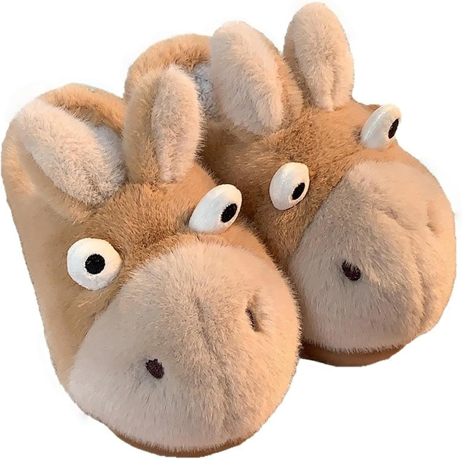 Donkey Animal Slippers for Women Cute Fluffy Cartoon Home Winter Warm Indoor Funny Cotton Men Shoes