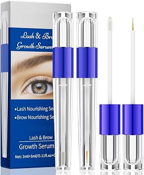 2PCS Lash and Brow Growth Serum Set, 2-in-1 Eyelash and Eyebrow Nourishing Serum for Naturally Full, Thick, Long Lashes, Rapid Brow Serum, Eyebrow Conditioning Ser/um, 3ml + 3ml