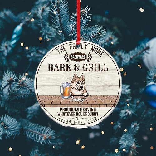 Vista 38 de SILYHEART Presa Canario Christmas Acrylic Ornament Dogs Welcome Ceramic Christmas Keepsake Family Dog Name Funny Christmas Memorial Gifts for Mom