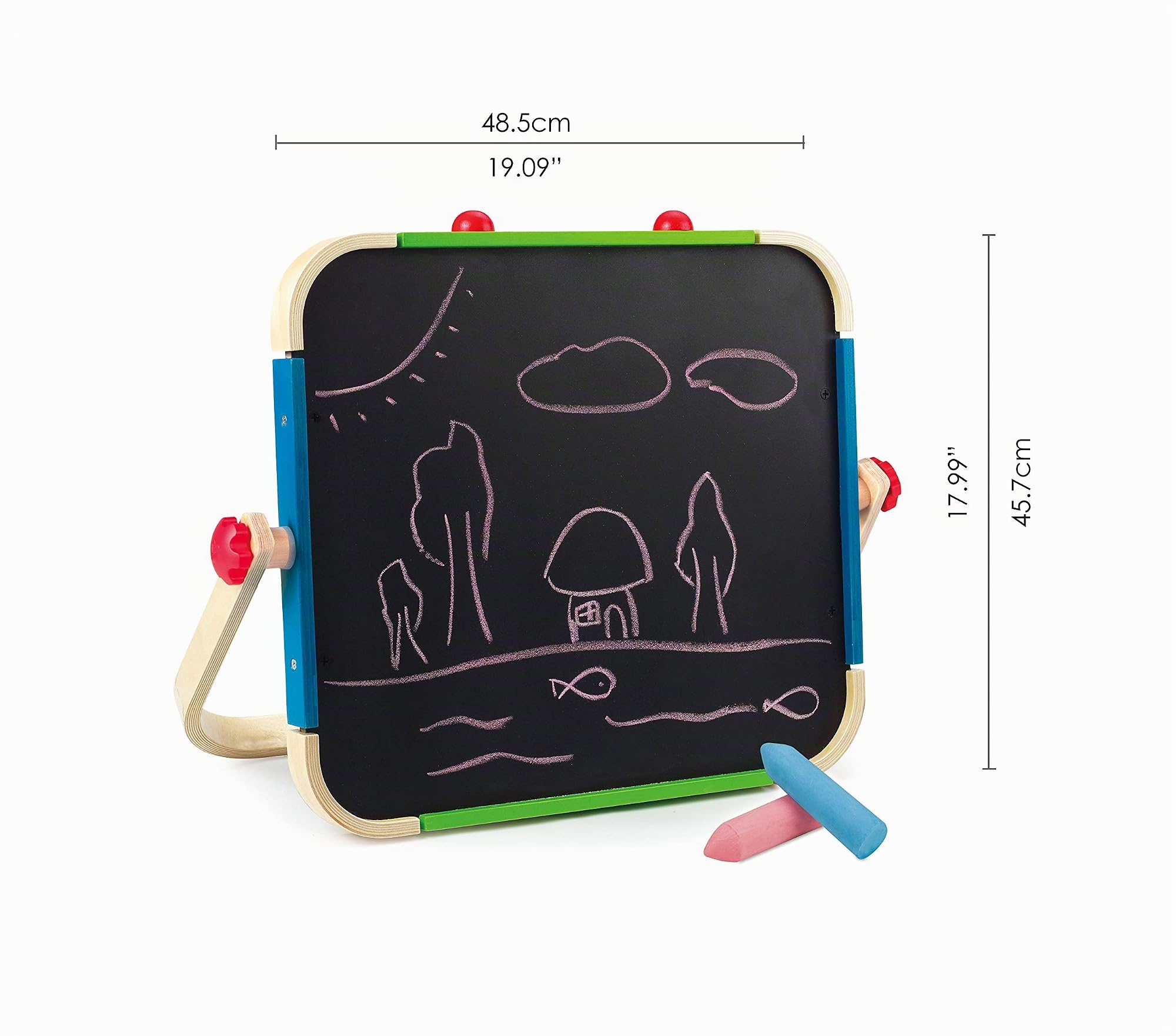 Hape Lavagnetta Portatile Double-Face con cavalletto per artisti dai 3 Anni | Scrivi e disegna Ovunque con gessi e pennarelli