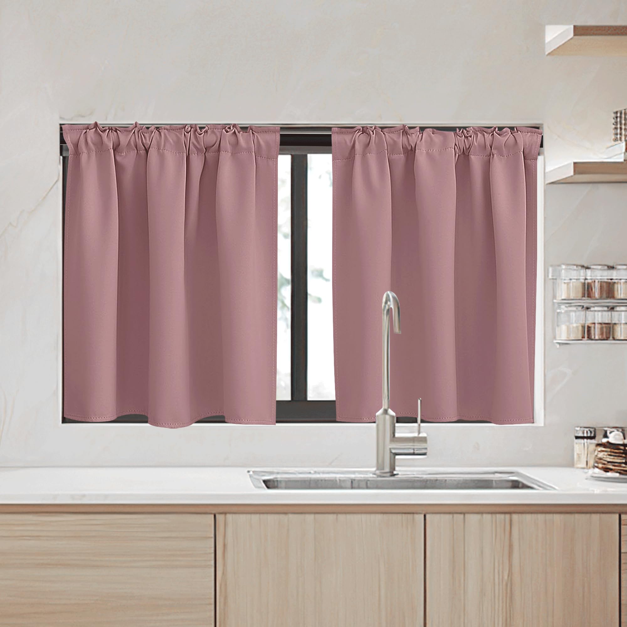 RYB HOME Small Window Curtains - Blackout Insualting Privacy