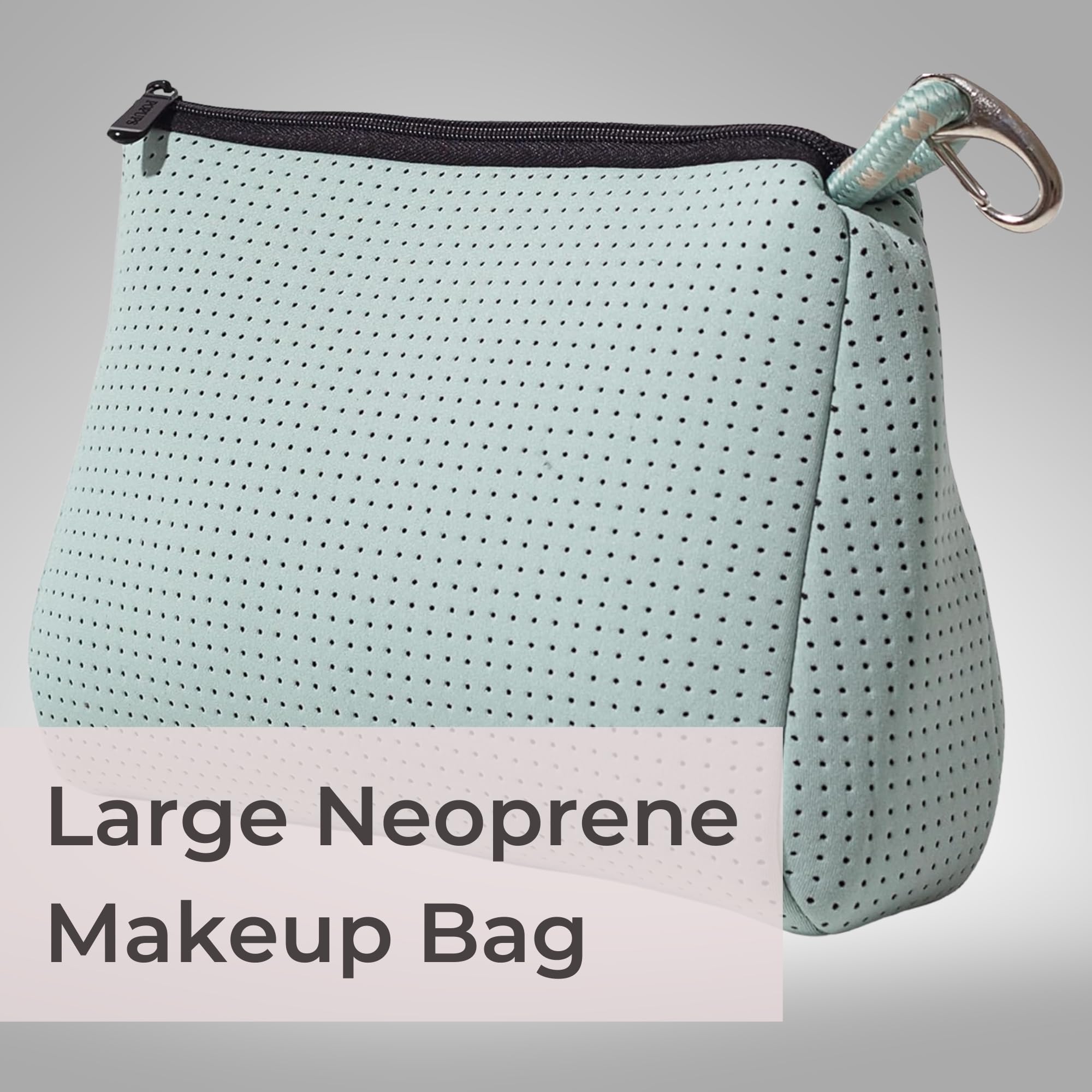 POPUPS Große Make-up-Tasche mit Reißverschluss, wasserdichte Neopren-Kosmetiktasche, 19,6 x 27,3 x 12,7 cm, Minzgrün