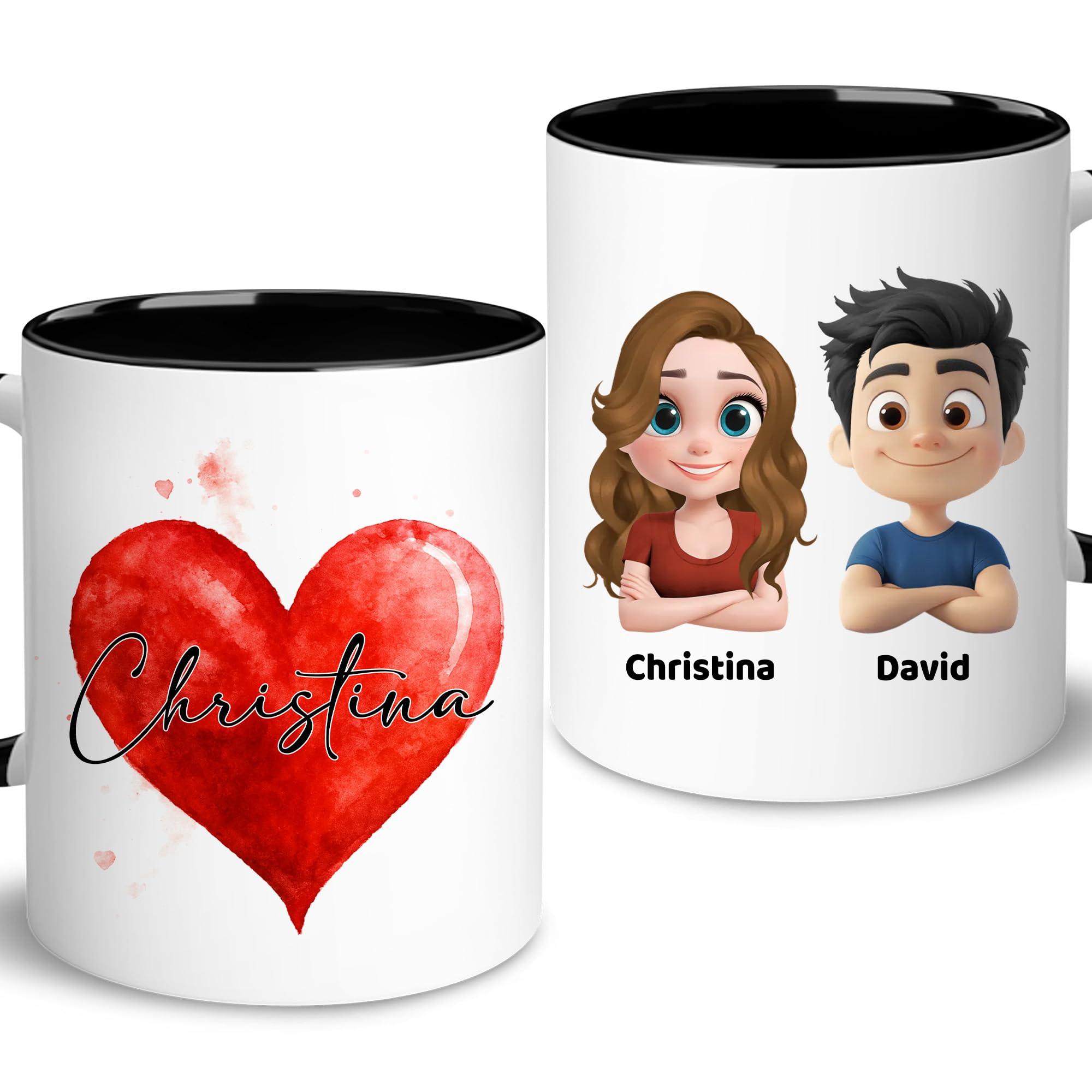 VUNVUT86 Personalized Valentine's Day Couple Mug - Valentine, Anniversary Mug For Partners - Custom Heart Name Coffee Cup For Boyfriend, Girlfriend, Husband, Wife - Wedding Anniversary Celebration