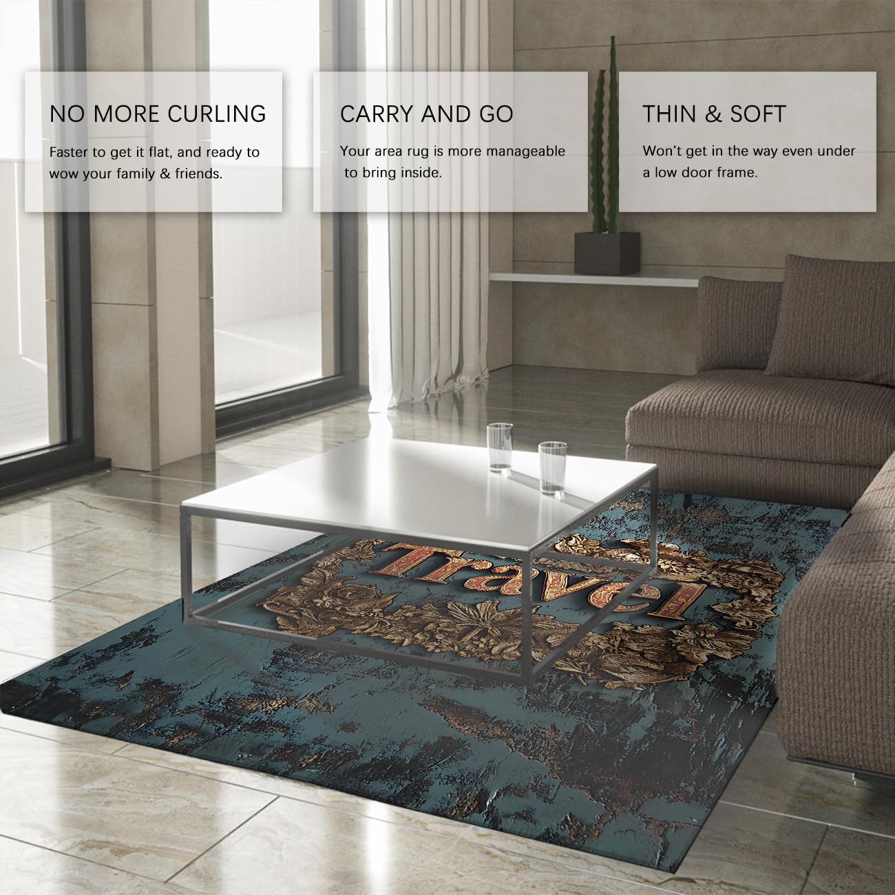 Dywaniki podróżne 160 x 230 cm Dywan z krótkim włosiem z krótkim włosiem w stylu vintage do salonu sypialni
