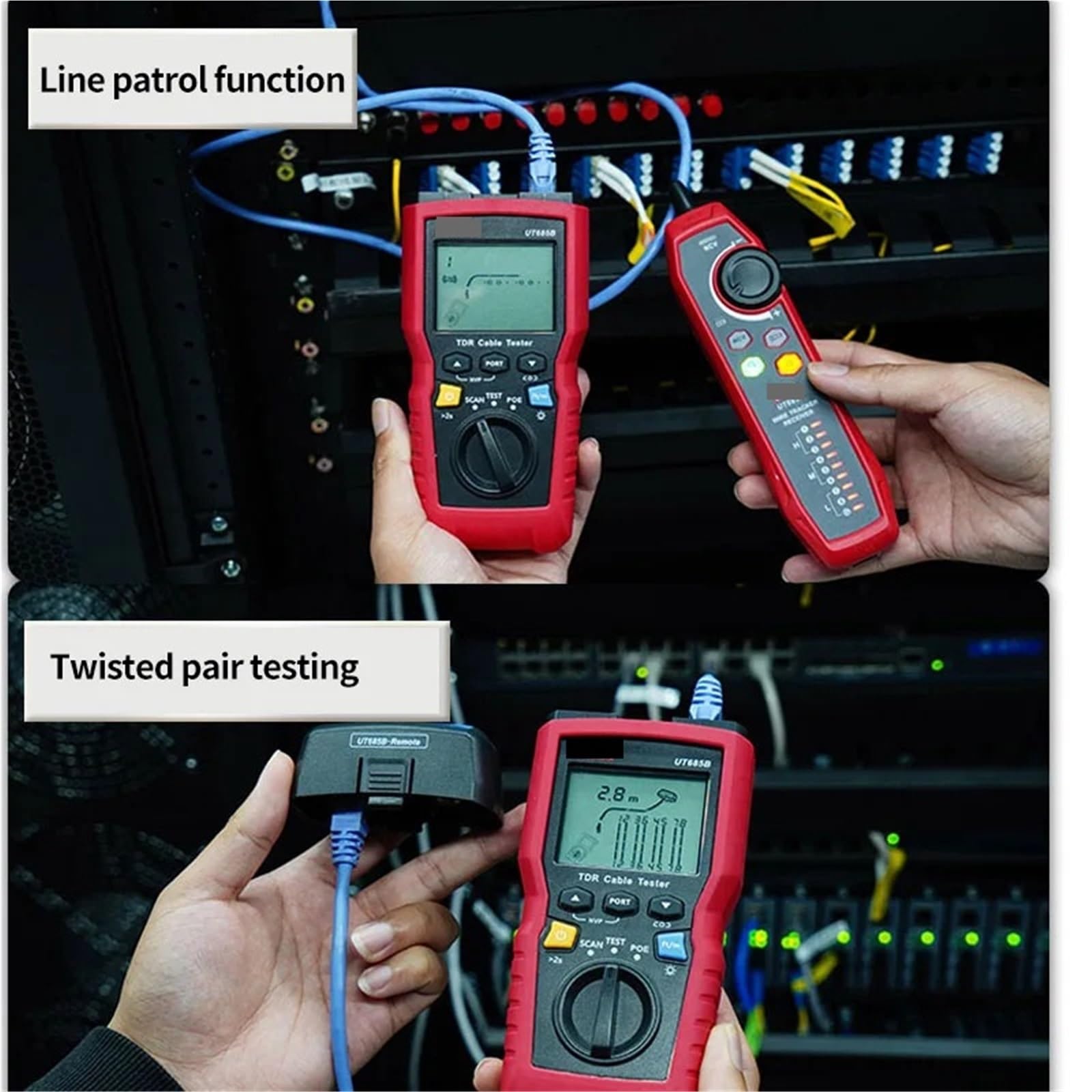 Localizzatore di Cavi, Tester for cavi di rete TDR Cable Tracker LAN RJ45 RJ11 Rilevatore cablaggio Display LCD Strumento