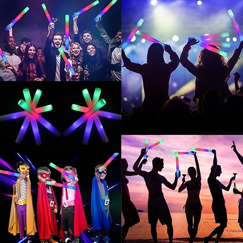 Miniatura 4 de Varillas incandescentes a granel, 32 varillas de espuma brillantes, palos de espuma LED en la oscuridad, suministros de fiesta con 3 modos de