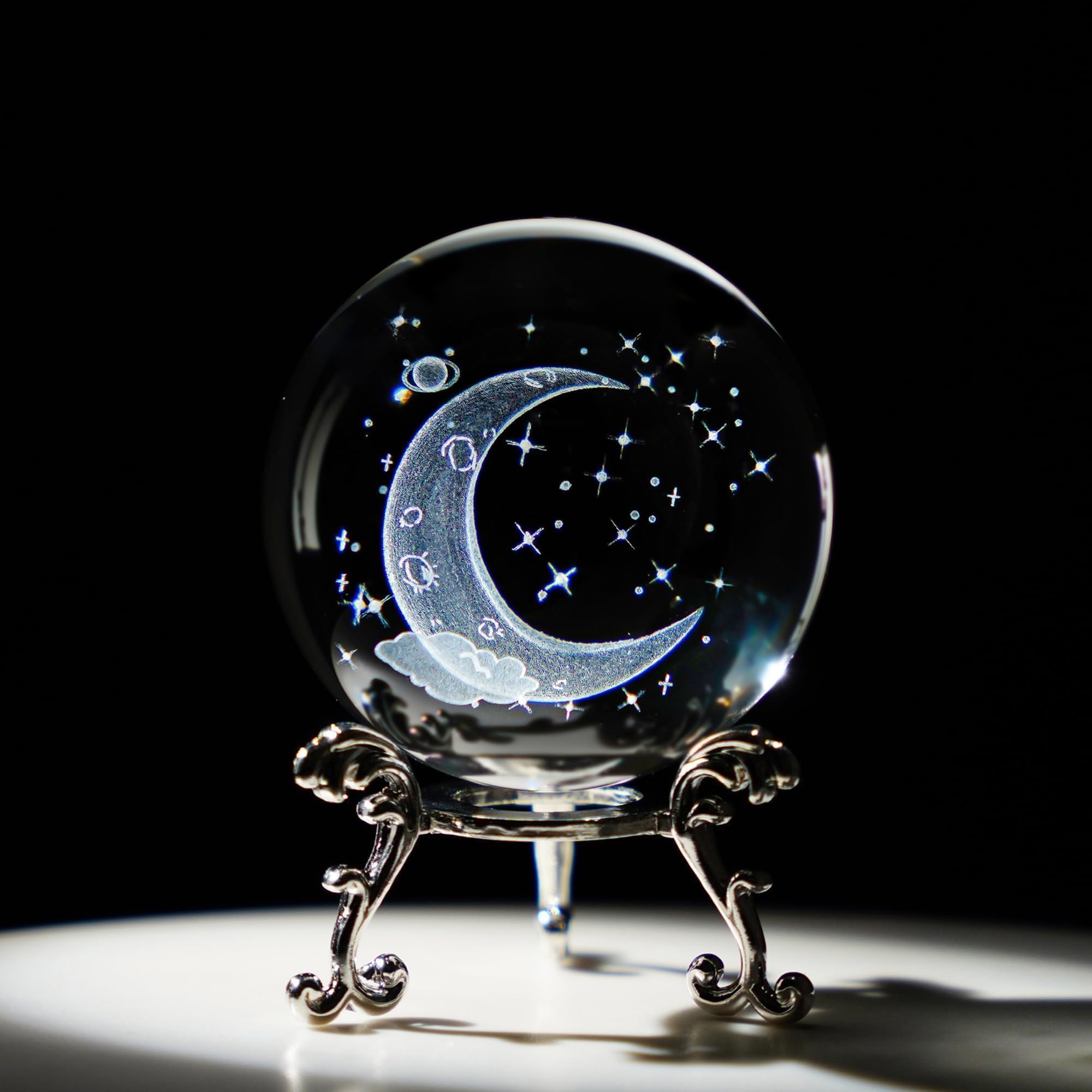 HDCRYSTALGIFTS 60mm 3D Hummingbird Crystal Ball Figurine Gifts for Women Men Glass Laser Engraved Animal Art Crystal Ball with Stand Paperweights Glass Sphere Ball Ornaments Decor Gifts for Lovers