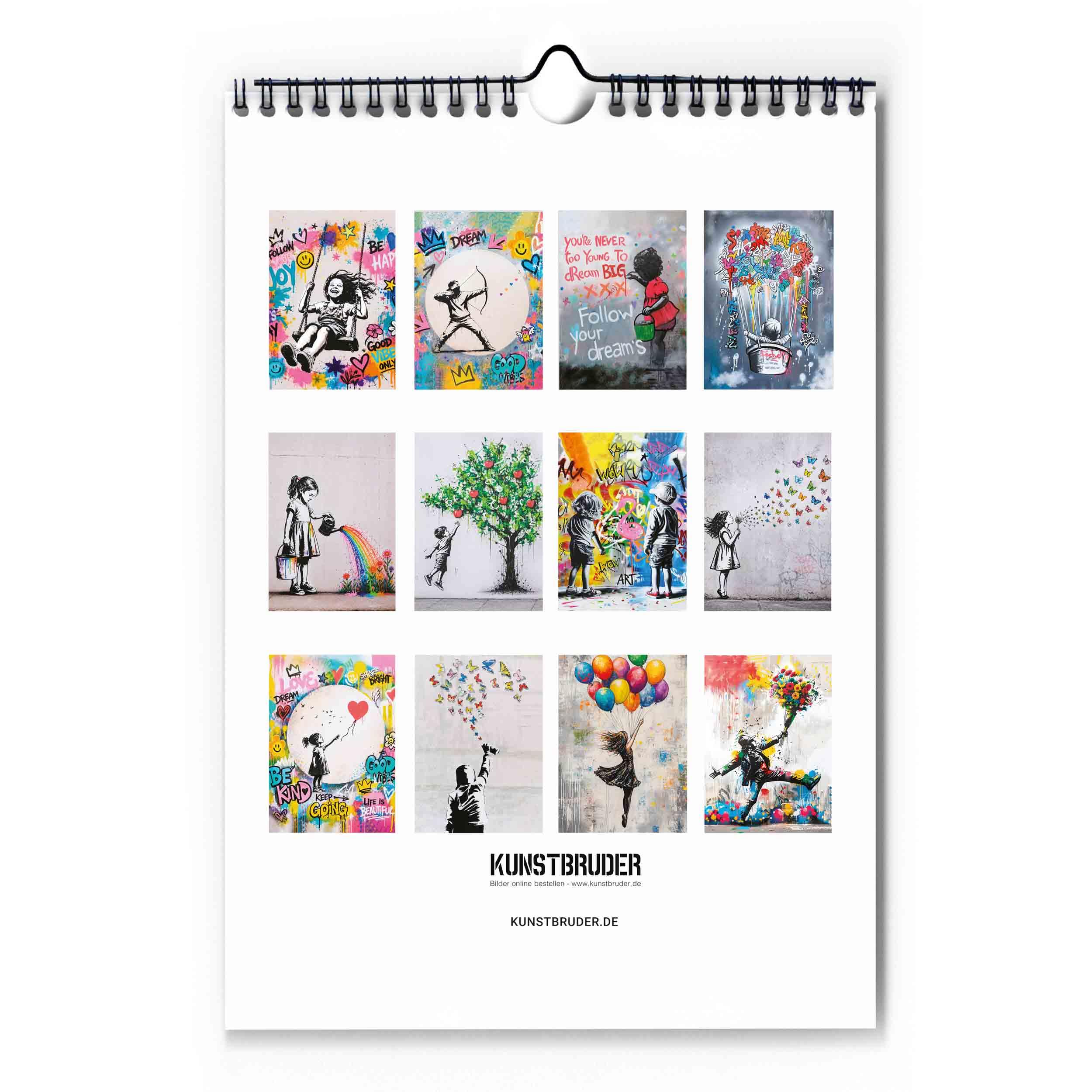 Moderne Banksy Kalender 2027 – XXL A2 Hochformat Streetart-Kunst Jahreskalender