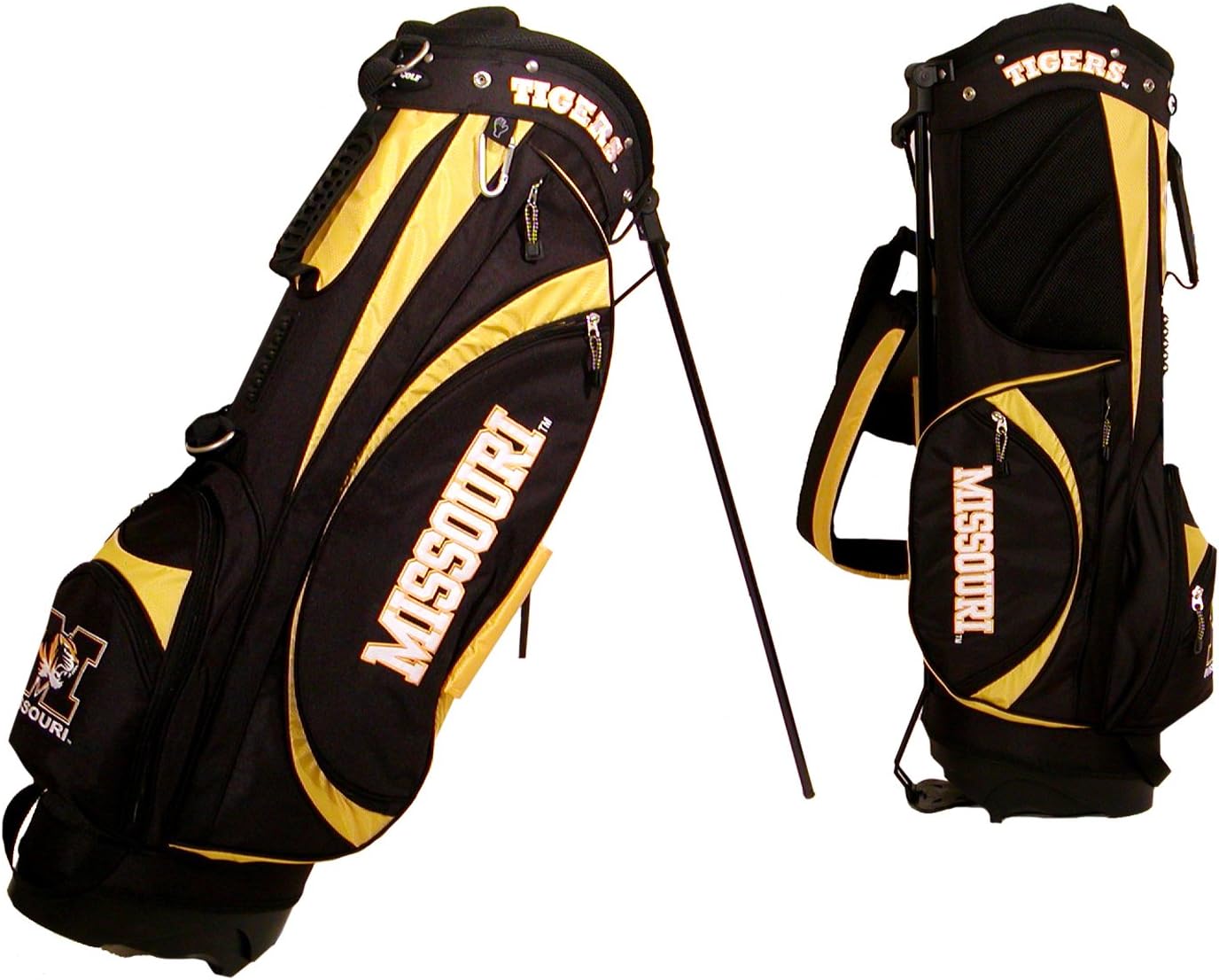 Team Golf NCAA Missouri Tigers Golf Bag with Stand, Lightweight, 7-way Top with Integrated Handle, Spring Action Stand, Cooler Pocket, Padded Strap, Umbrella Holder & Removable Rain Hood