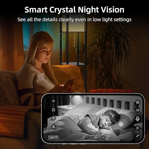 Miniatura 7 de Cámara de seguridad interior de 2K 3MP, cámaras WiFi de 360 para seguridad del hogar, cámara de seguridad para el hogar, cámara para bebémascota con