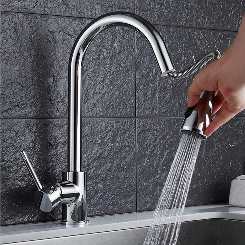 ZYCHSJXA Pull Out Kitchen Faucet Gold∕Chrome∕Nickel∕ Sink Mixer Tap 360 Degree Rotation Taps Tap,A