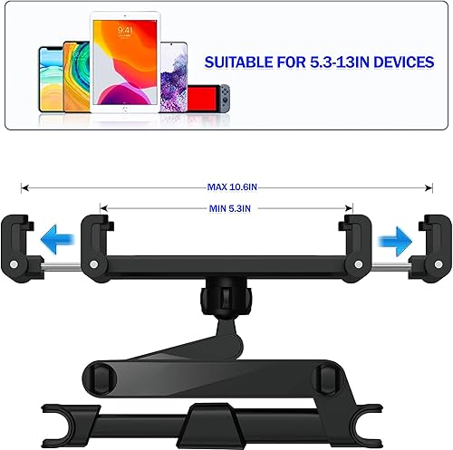 Miniatura 5 de Tablet Holder for Car 2 Pack, iPad Headrest Mount for 5.3-12.9" iPadsPhones, Car Tablet Holder with 360 Adjustable Rotating, Upgraded iPad Mount,
